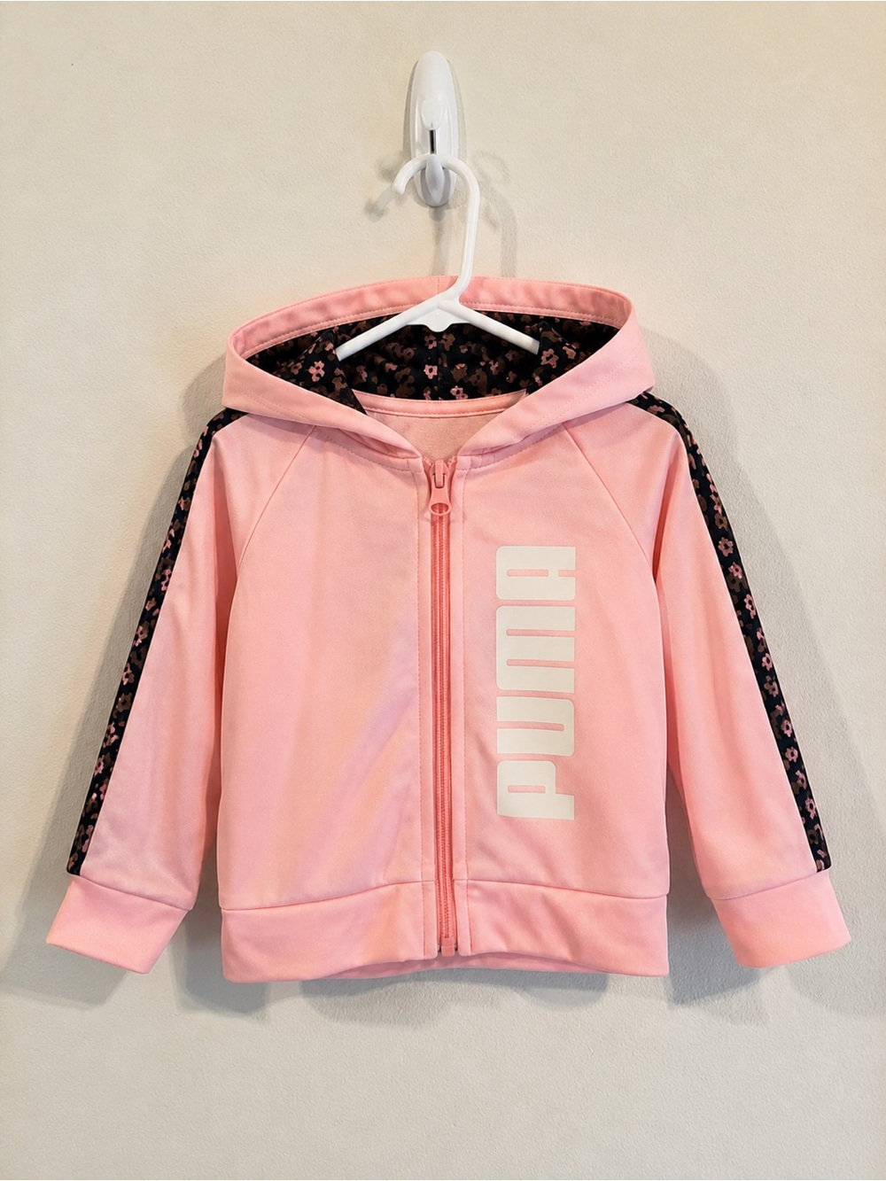 Puma Baby Girls' Pink Floral Accented Track Jacket - Size 6-9 Months
